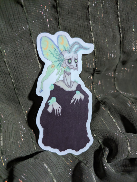 Lunar Skull Moth Vinyl Sticker